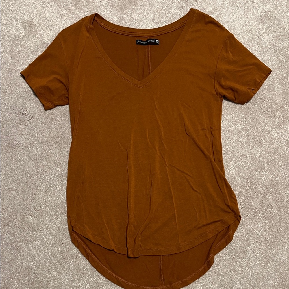 Abercrombie & Fitch Rich Brown V-Neck Tee